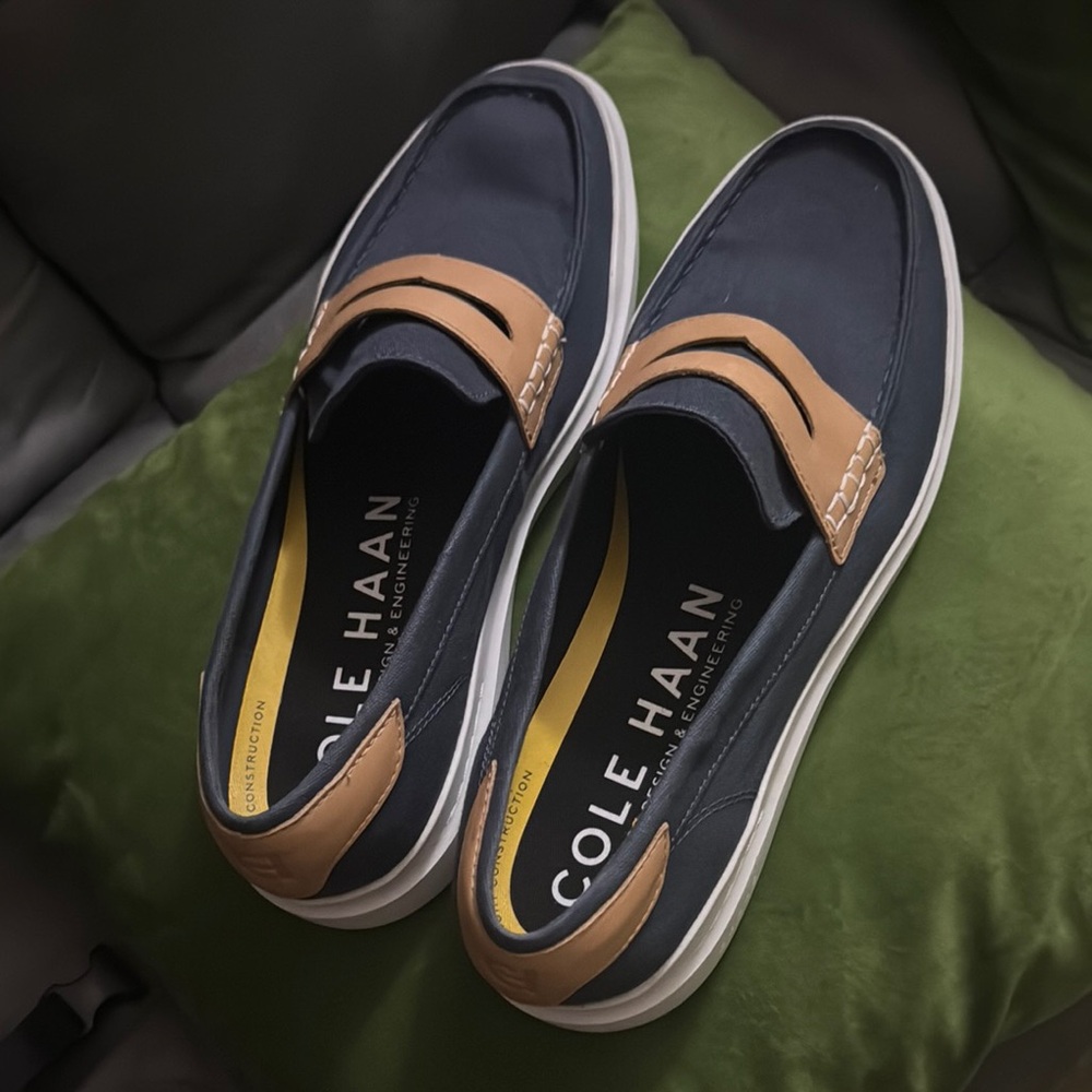 Cole Haan Men's Blue and Brown Slip-Ons